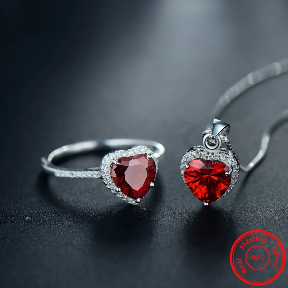 Genuine Solid 925 Sterling Silver Heart Jellewery set