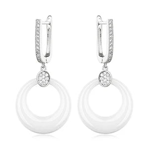 Women’s Ceramic & Stainless Steel Drop Earrings