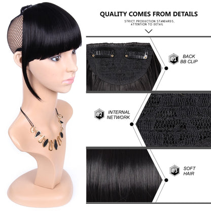 Leeons Short Synthetic Bangs Heat Resistant Hairpieces