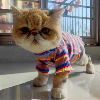 Striped Cotton Cat Vest – Spring Pet Clothes for Cats