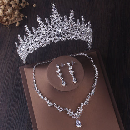 Silver Colour Crystal Bridal Jewelry Sets