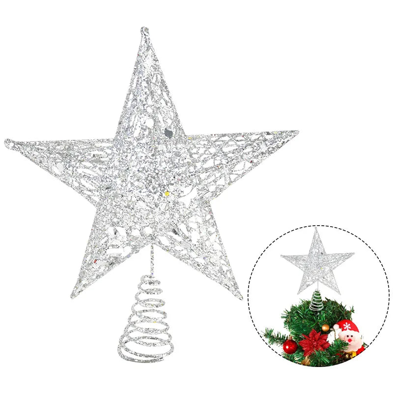 Gold Glitter Christmas Tree Top Star Christmas Decoration