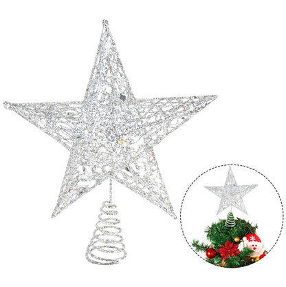 Gold Glitter Christmas Tree Top Star Christmas Decoration