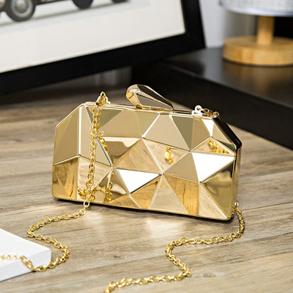 Gold Acrylic box geometric evening clutch bag