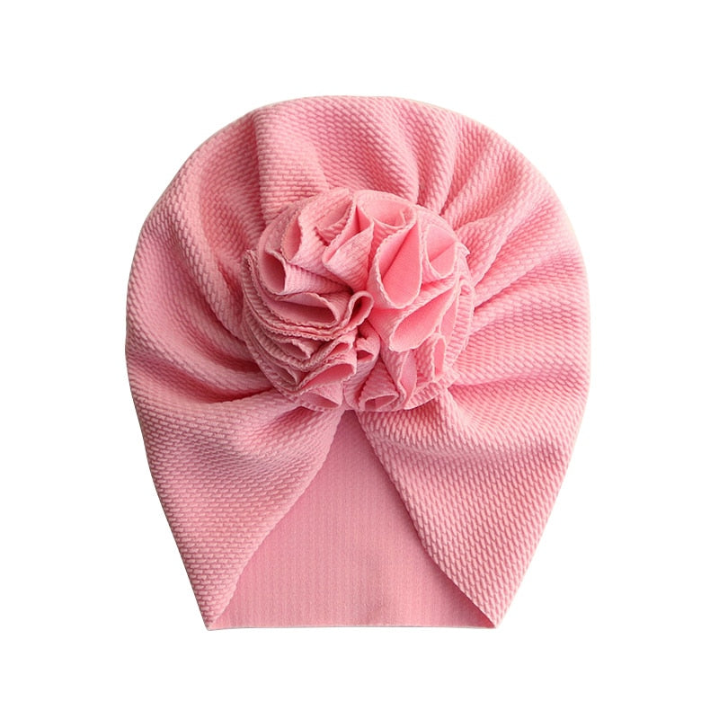 Cute Flower Baby Girl Hat Solid Color Newborn Infant Cap