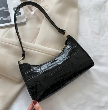 Alligator Pattern PU Leather Baguette Shoulder Bag