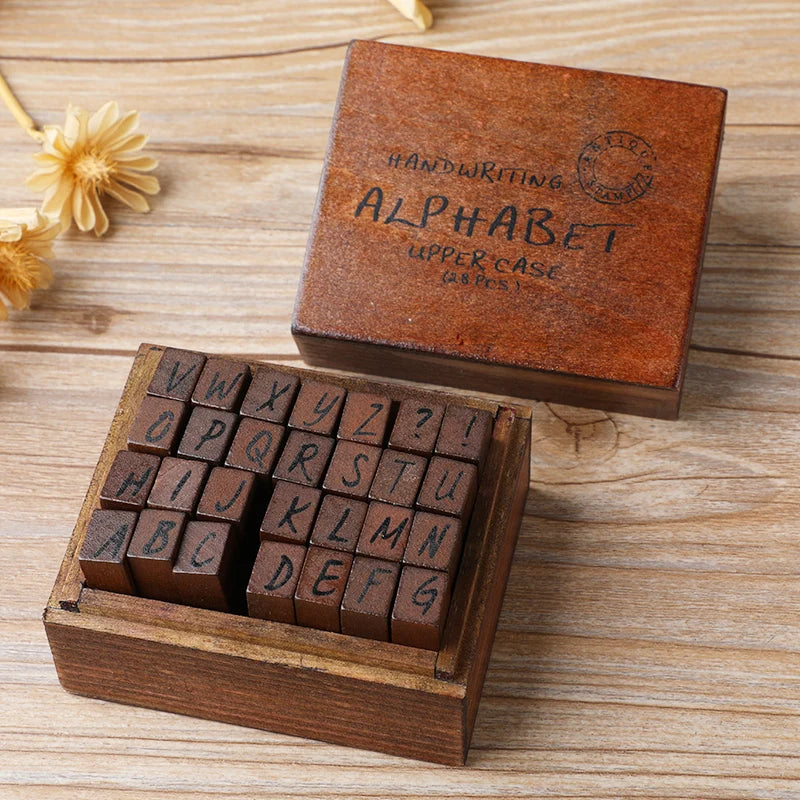 Vintage Wooden Alphabet Stamp Set