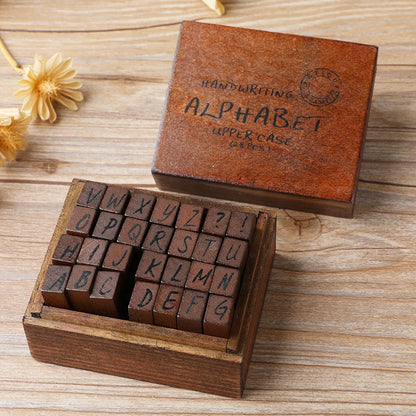 Vintage Wooden Alphabet Stamp Set