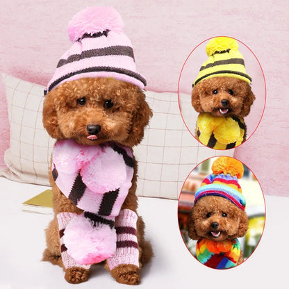 Knitted Dog Hat & Scarf Set