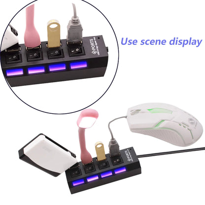 USB 2.0 Hub 4/7 Port Multi USB Splitter with Switch