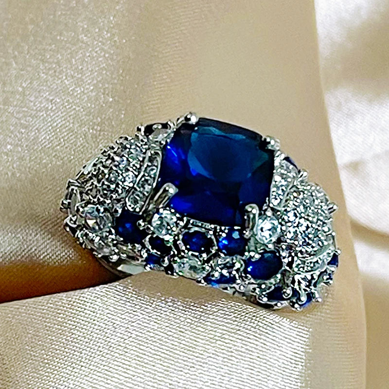 Cellacity Classic Silver 925 Ring Oval Blue Sapphire