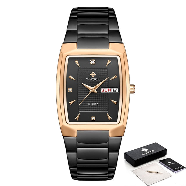 WWOOR 2023 New Square Watch Men with Automatic Week Date