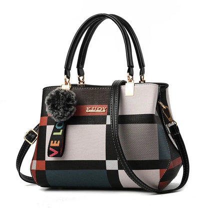 Women’s Designer Style Plaid Shoulder & Crossbody Tote Bag