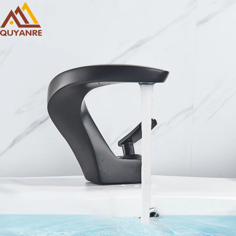 Matte Black Waterfall Bathroom Basin Mixer Tap