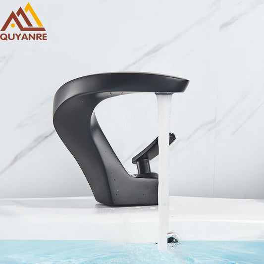 Matte Black Waterfall Bathroom Basin Mixer Tap