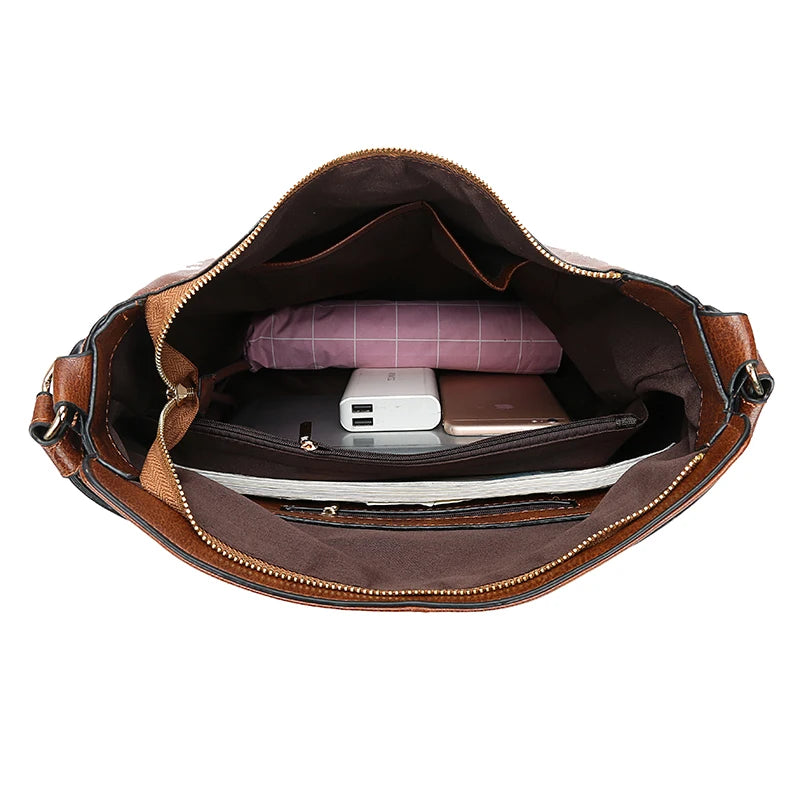 Women’s Vintage PU Leather Shoulder Tote & Crossbody Bag