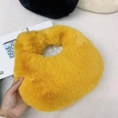 Luxury Faux Fur Half Moon Wrist Bag