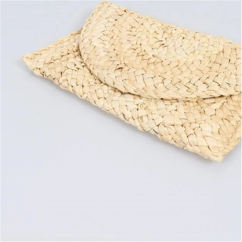 Women’s Handwoven Straw Envelope Clutch Bag