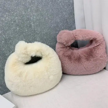 Luxury Faux Fur Half Moon Wrist Bag