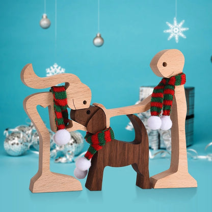 Family Puppy Wood Dog Craft  Table Ornament