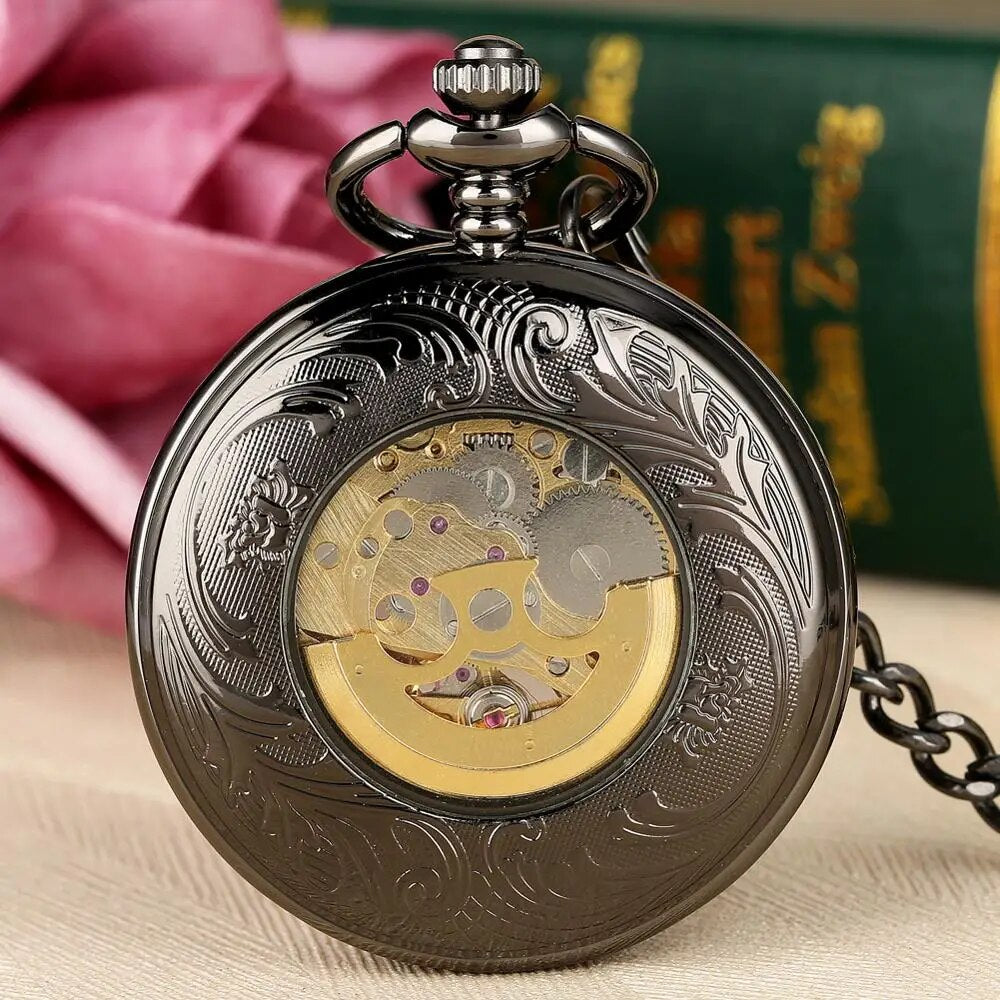 Antique Transparent Glass Case Mechanical Pendant Watch