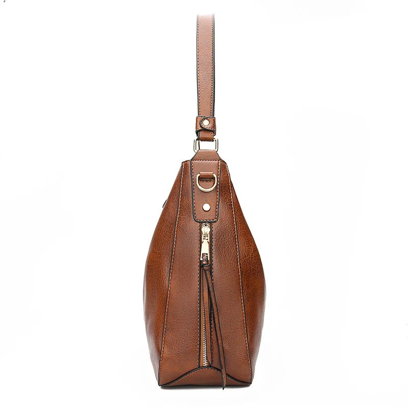 Women’s Vintage PU Leather Shoulder Tote & Crossbody Bag