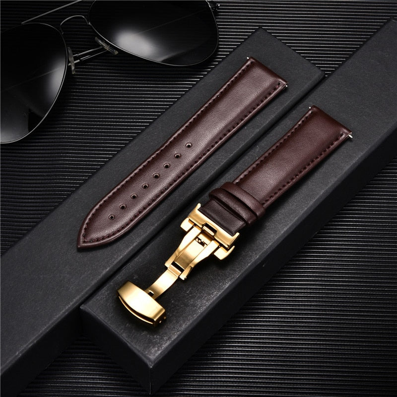 Genuine Calfskin Leather Watchband 18mm 20mm 22mm 24mm