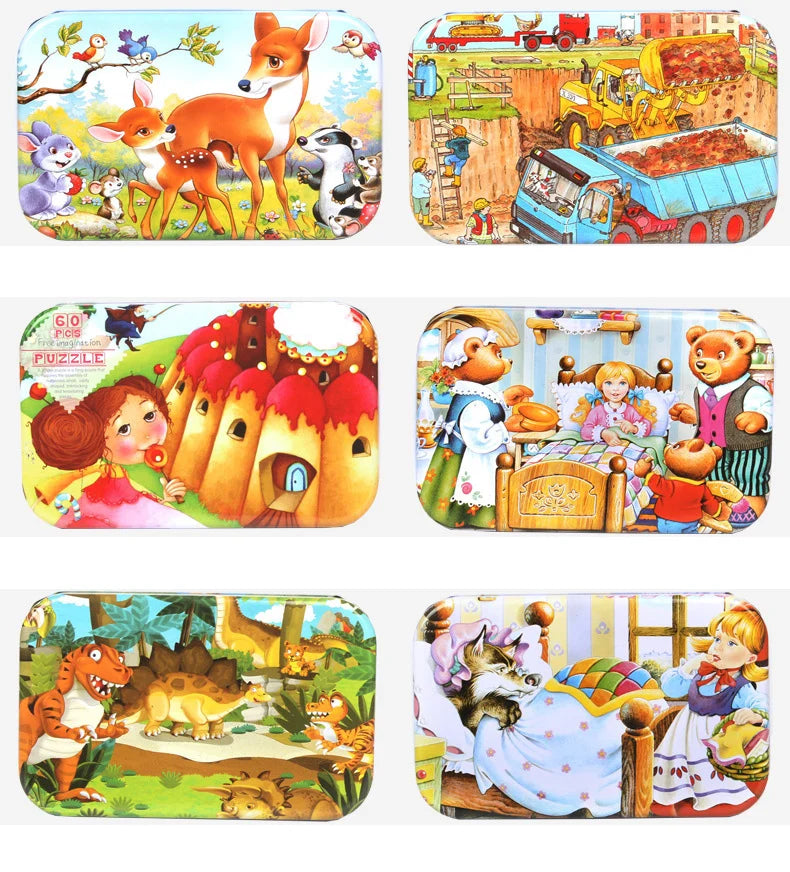 Wooden Cartoon Puzzle Set