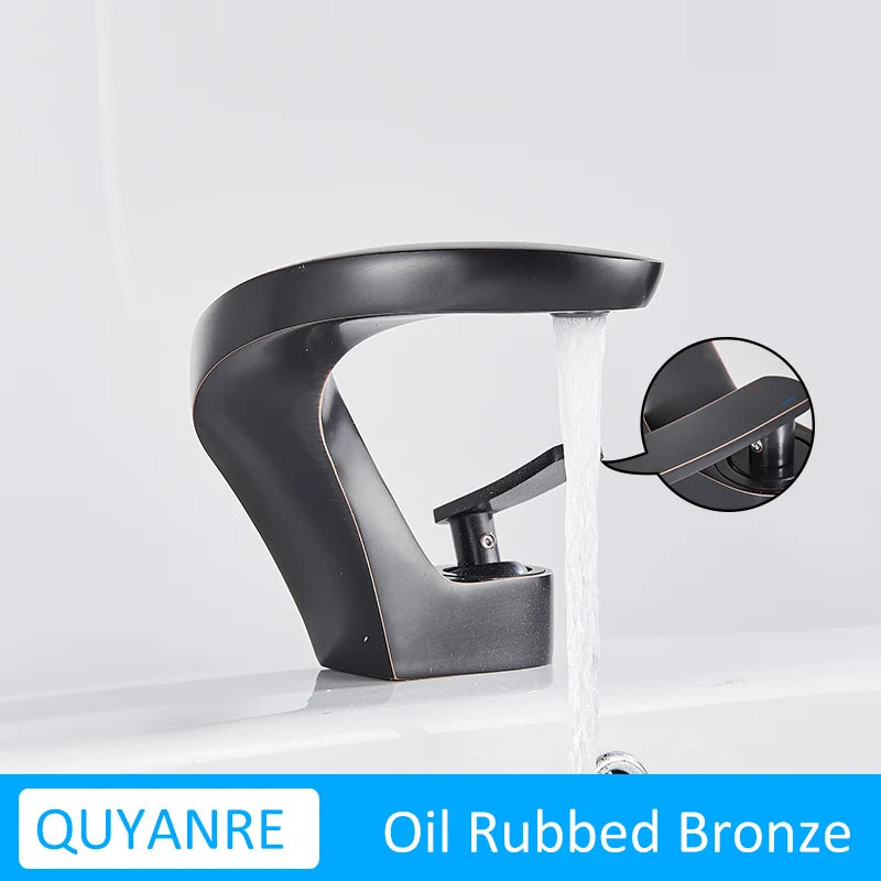 Matte Black Waterfall Bathroom Basin Mixer Tap
