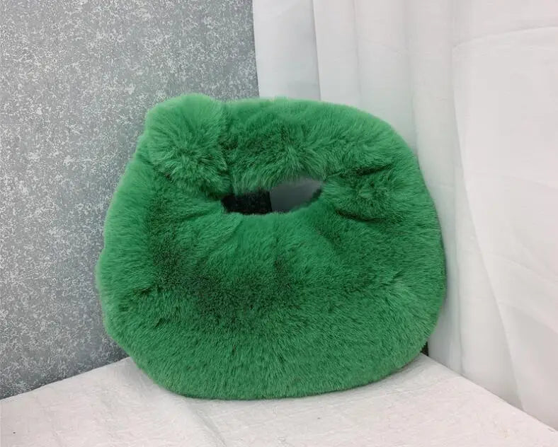 Luxury Faux Fur Half Moon Wrist Bag