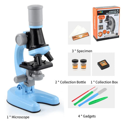 Kids Microscope Kit with LED Light 100X–1200X