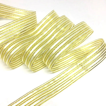 Gold Silver Lurex Organza Satin Wrapping Ribbon 2.2cm