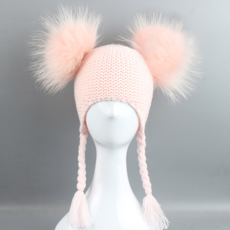 Winter Children Beanie 15 CM Real Fur