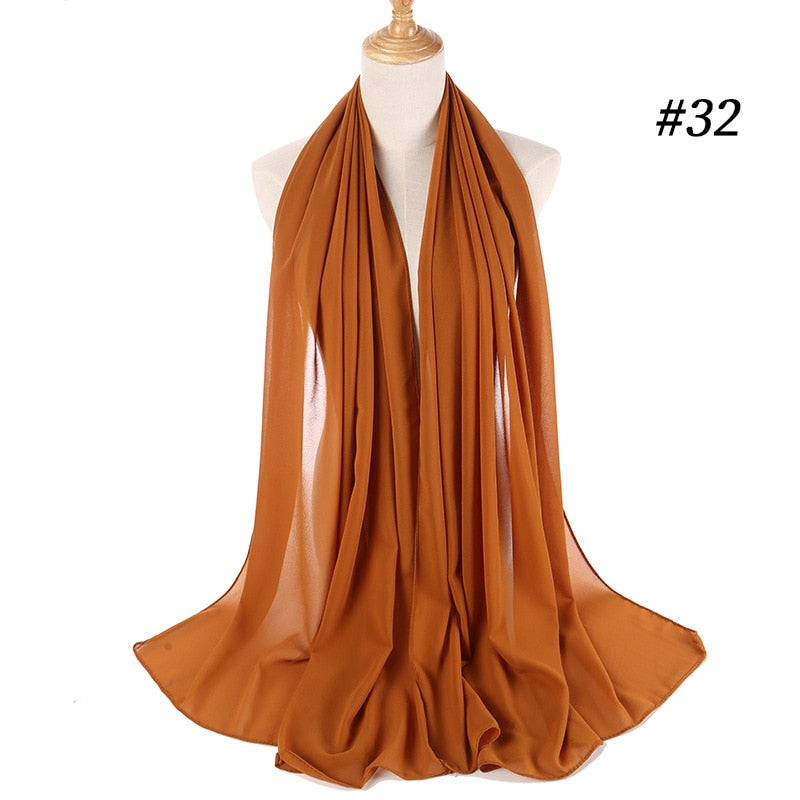 Plain Color Chiffon Scarf Headband Female