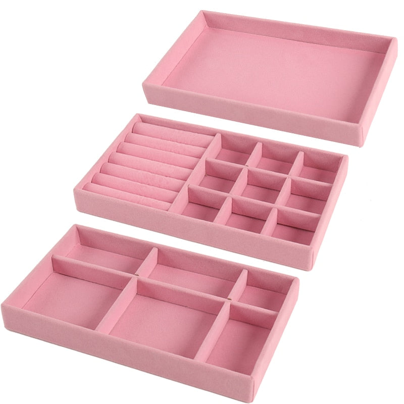 Fashion Portable Velvet  Jewelry Display Organizer Box