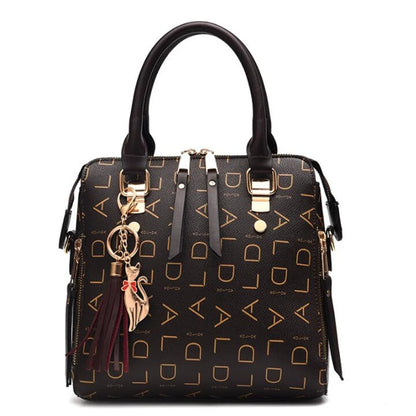 Large PU Leather Monogram Tote Handbag