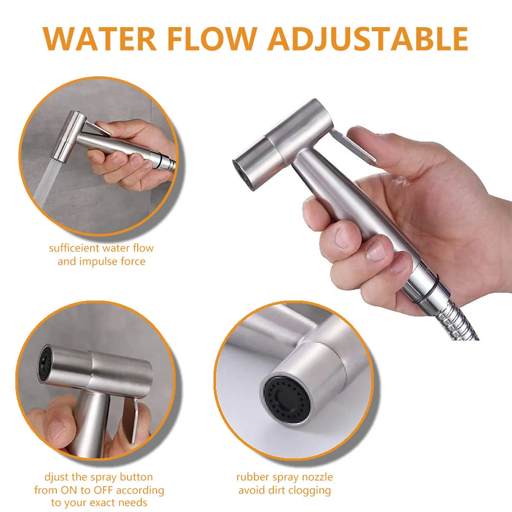 Wall-Mounted Stainless Steel Toilet Spray Kit