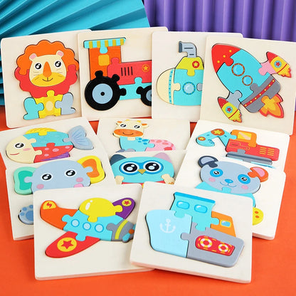 Kids Wooden 3D Animal Puzzle – Early Learning Jigsaw