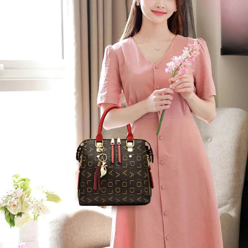 Large PU Leather Monogram Tote Handbag