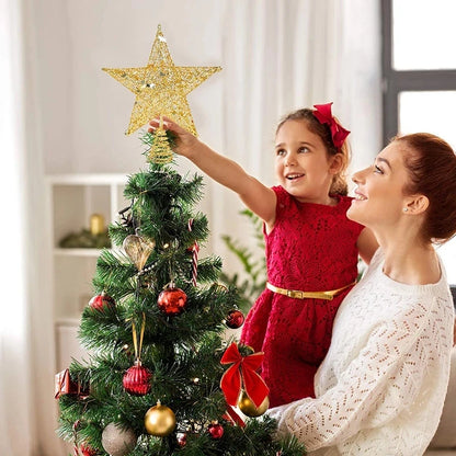 Gold Glitter Christmas Tree Top Star Christmas Decoration