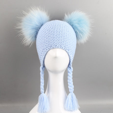 Winter Children Beanie 15 CM Real Fur