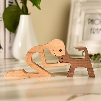 Family Puppy Wood Dog Craft  Table Ornament