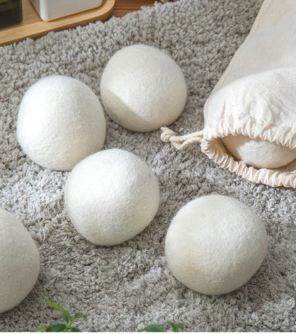 Natural Wool Dryer Balls – Reusable Laundry Fabric Softener Set