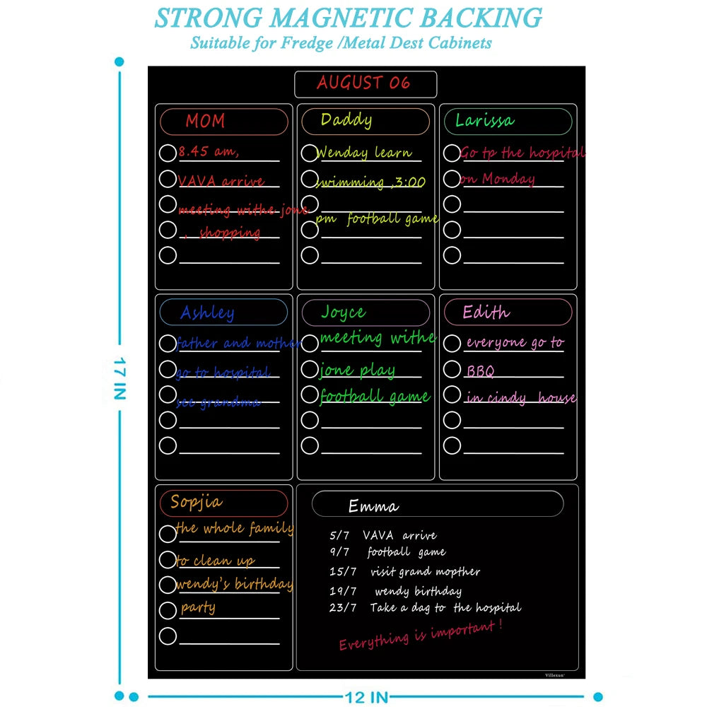 Magnetic Weekly Planner Whiteboard for Fridge
