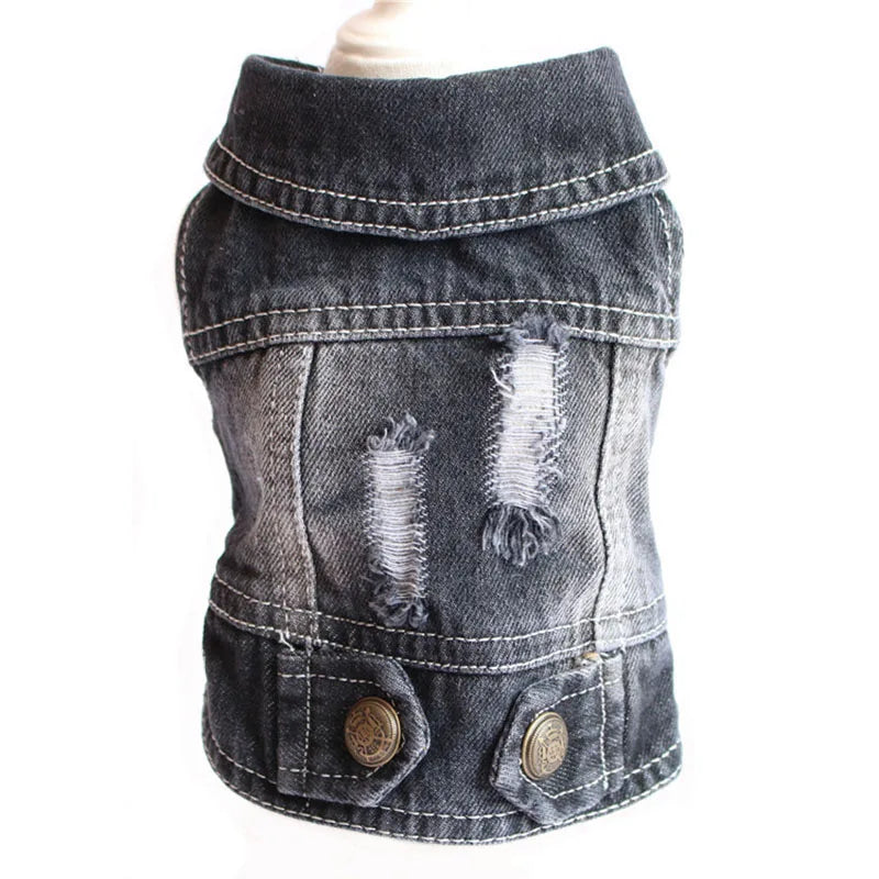 Denim Dog Jacket with Hood