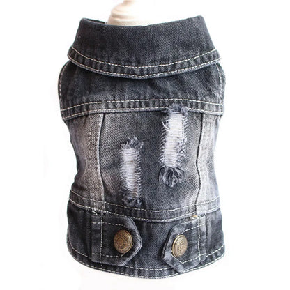 Denim Dog Jacket with Hood