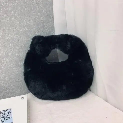 Luxury Faux Fur Half Moon Wrist Bag