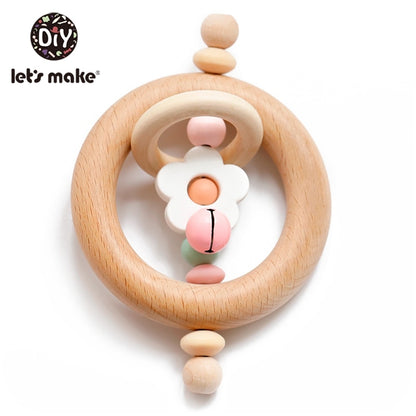 1Pc Silicone And Wooden Baby Teether