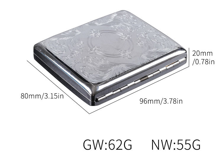 Silver Portable Metal Cigarette Case