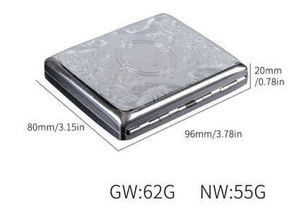 Silver Portable Metal Cigarette Case